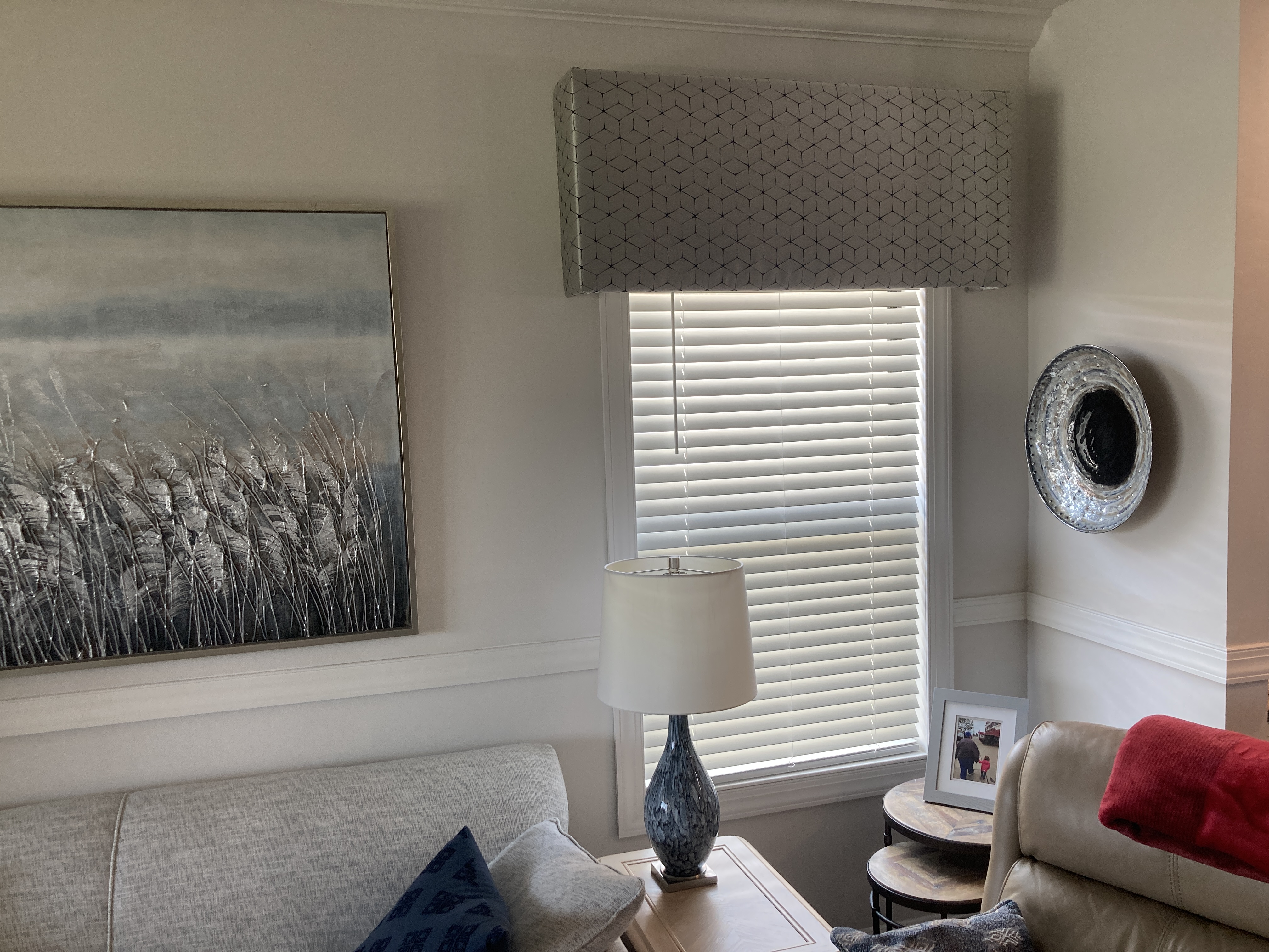 Residential interior crown molding and trim wide view